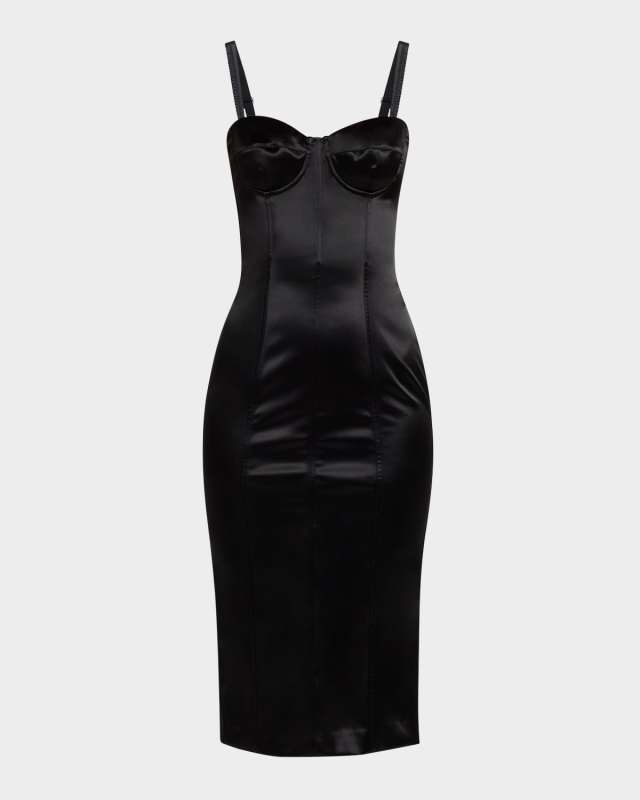Corset Satin Stretch Longuette Midi Dress